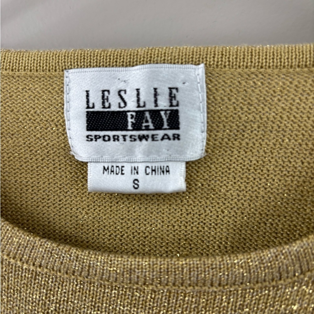Vintage Leslie Fay Sportswear Gold Knit Top - Picture 2 of 6